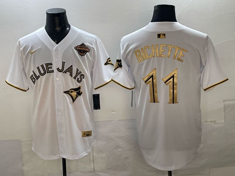 Men Toronto Blue Jays #11 Bichette White Gold 5th Throwback 2026 Nike MLB Jersey style 01